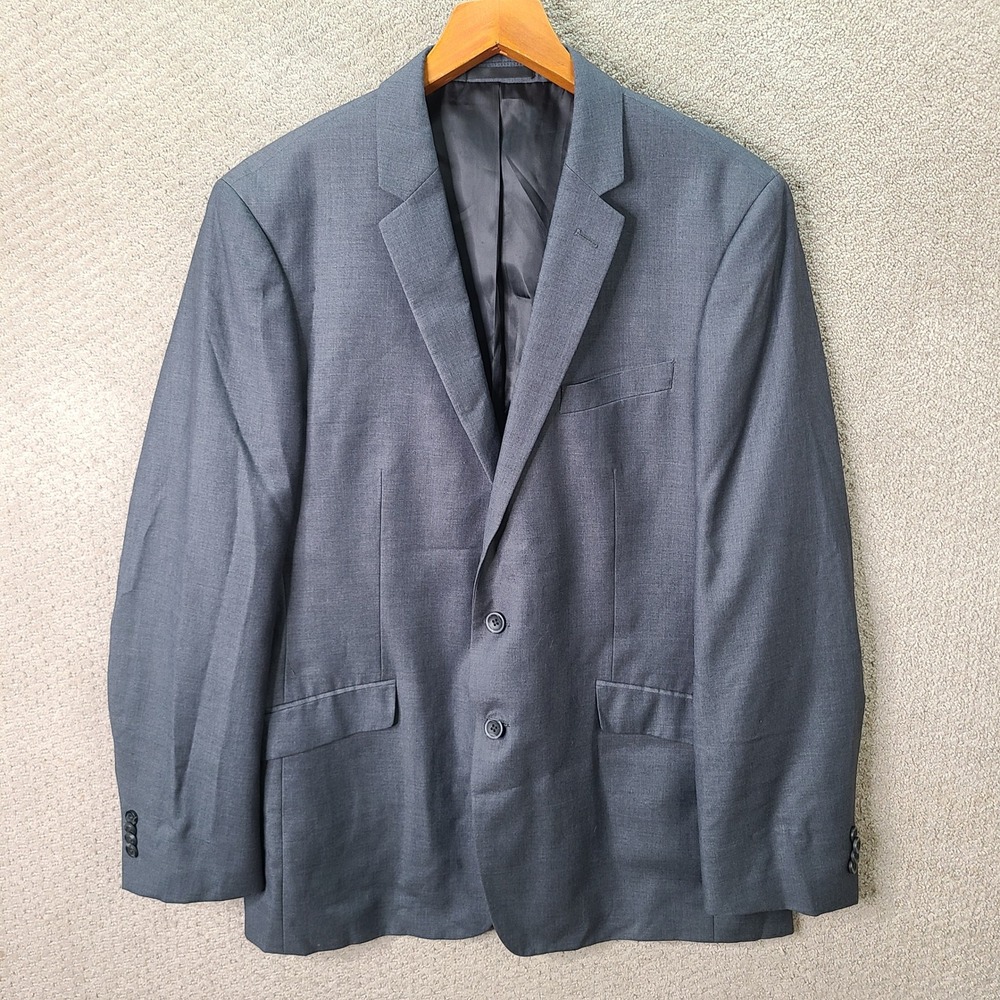 Kenneth Cole Jacket Mens 44L Gray Blazer Polyester Rayon 2 Button Suit Coat